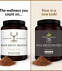 Two containers of StHealthy Nutrition Bone Broth Protein with different labels and text.