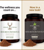 Two containers of StHealthy Nutrition Bone Broth Protein Plus with different label designs on a beige background.