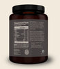 Supplement container with a black label on a beige background